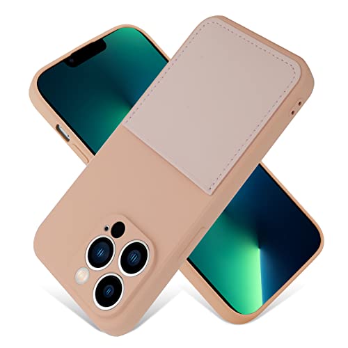 Mzelq Iphone 13 Pro Case Card Holder Pink Sand Liquid Silicone Soft Screen Protector Cover Shockproof Anti Scratch Microfiber Lining Full Body Protection Shell #TOP16