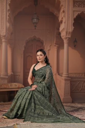 Image of TAMAIRA FASHION Off White Mulmul Pure Cotton Saree For Woman Warli Printed|Office Wear Daily Wear Sarees For Women Without Blouse Piece (Available in 21 Colours)