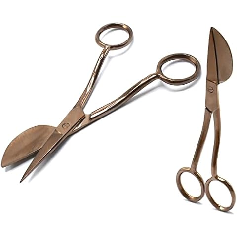 MuskalMed Applique Pelican Duckbill Blade 5.8 Inch - Double Bent Curved Offset Handle Scissors for Embroidery, Fabric, Thread, Knitting, Sewing, Arts & Craft (Rose Gold) Cover