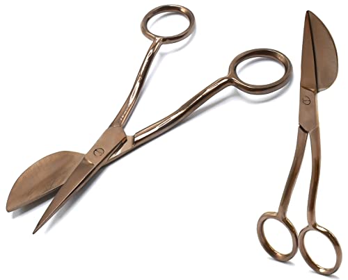 Muskalmed Applique Pelican Duckbill Blade - Double Bent Curved Offset Handle Scissors For Embroidery, Fabric, Thread, Knitting, Sewing, Arts & Craft (Rose Gold), 5.8 Inches Size #TOP5