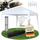 Ondis24 Faltpavillon 3x3m Pop Up Pavillon faltbar, Partyzelt höhenverstellbar, regensicher, UV-beständig, UV 50+, Creme Weiß für Festival, Garten & Camping