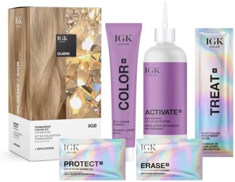 IGK Permanent Hair Dye Color Kit, Olsens 9GB, Light Beige Blonde