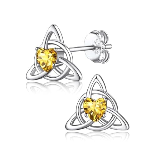 FaithHeart 925 Sterling Silver Birthstone Earrings for Women, Dainty Heart/Princess Cut/Celtic Knot/Cross Birthstone Stud Earrings for Women Pure Silver Birthstone Jewelry Gifts for Mom Daug