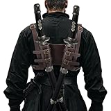 Magibag Medieval Leather Back Sword Frog Adjustable Sword Holster Sheath Renaissance Warrior Costume Accessory (Brown, Double)