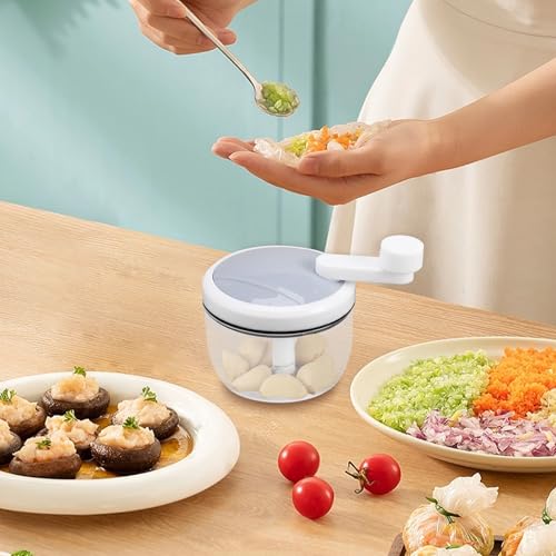Manual de manejo - Chopper para ajo y verduras, mini manivela picada, robots de comida portátiles para el hogar | Pequeño helicóptero para comida, ajo compacto manual compacto y cebolla - imagen 4
