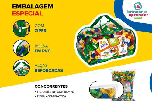 Brinquedo Blocos De Montar Infantil Educativo 350 Peças