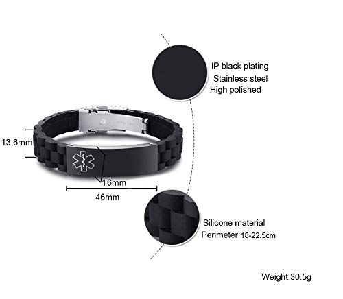 Xuanpai Blood Thinner Medical Bracelets For Mens Womens Sport Emergency Adjustable Silicone Medical Alert Id Bangle #TOP1