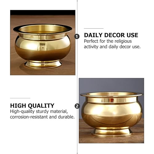 Homsfou 0T6173381AXW20DXG6HJ92 Buddhist Incense Burner, Copper Treasure Basin Fengshui Incense Cone Stick Holder Buddha Offering Bowl Chinese Incense Burner Offering Basin thumb #5