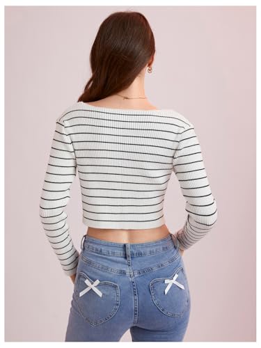 Image of Floerns Women's Tie Front Long Sleeve Rib Knit Shrug Sweaters Cardigan Crop Top