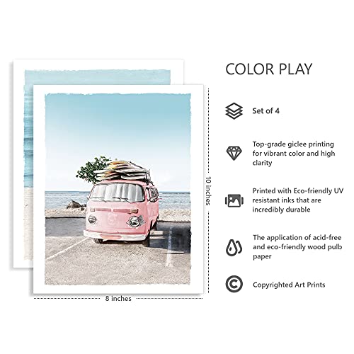 Coastal Pictures Framed Wall Decor Beach Sand Art Prints Seascape Ocean Artwork With White Frames For Bedroom Bathroom 8 X 10 Inches Set Of 4 #TOP1