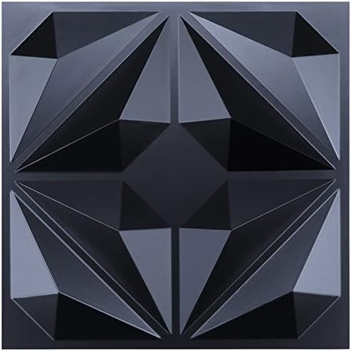 MIX3D Decorative 3D Wall Panel 12" x 12" PVC Black Wall Panels for Interior Wall Decor, Pack of 33 Wall Tiles 32 Sq. Ft