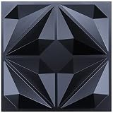 MIX3D Decorative 3D Wall Panel 12" x 12" PVC Black Wall Panels for Interior Wall Decor, Pack of 33 W