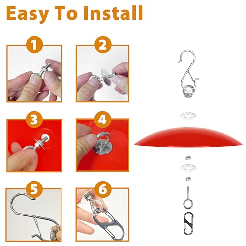 12" Bird Feeder Rain Guard, Hummingbird Feeder Shade Dome Cover, Hanging Squirrel Baffle for Bird Feeder Pole (Red), 4 Pack by andergi - Used condition - Image 4
