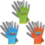 WAWSAM Gants de jardinage pour enfants 3 Gants de travail en caoutchouc, Gants Jardinage, Taille pour les garçons et les filles 3-7 ans