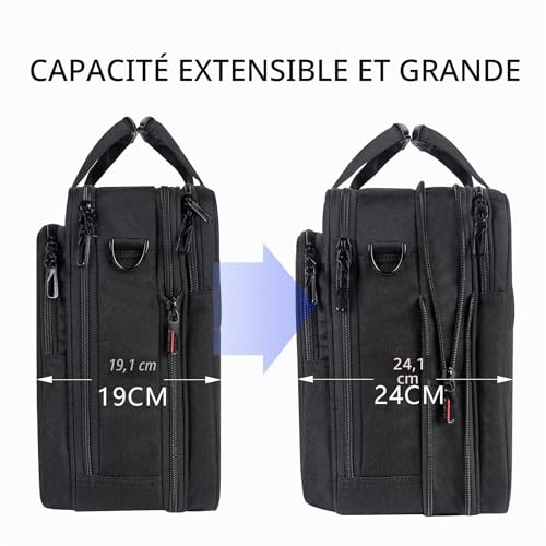 Sacoche pour ordinateur 17.3 pouces imperméable et extensible mallette noir - 4