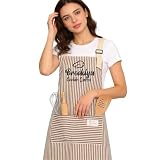 Personalized Embroidered Baking Apron For Women, Custom Name Striped Apron