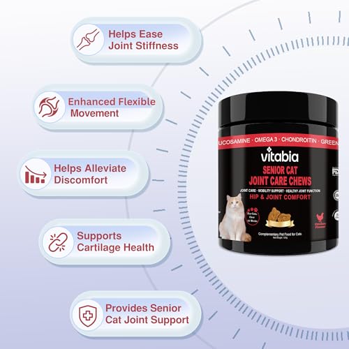 Senior Cat Joint Support Chews – Cat Arthritis, Hip & Joint Supplement with Glucosamine, Chondroitin, MSM, Green-Lipped Mussel, Omega-3 & Hyaluronic Acid – Mobility Relief for Older Cats Treats - Image 2
