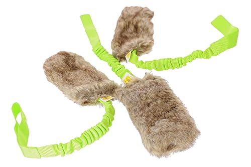 Dingo Set Hundespielzeug 3 x Kunstfell Quietschspielzeug, 55 cm lang, Bungee-Griff für Agility, Hundetraining Apportieren Spielen alle Hunderassen grün, 3er-Pack (Z30028)