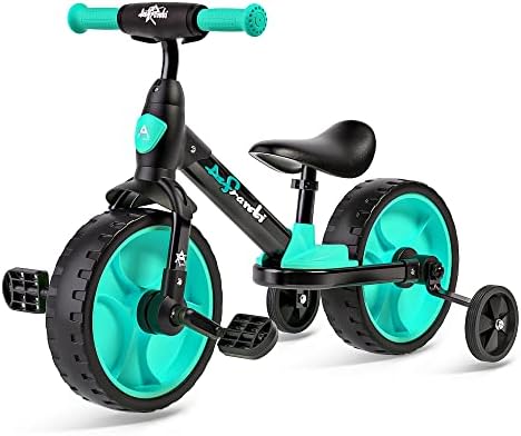 Afranti 4 in 1 Toddler Balance Bike with Training Wheels for Kids 18 Months-5 Years Old Boys Girls Infant Kids Baby Riding Tricycle Trike with Removable Pedals for Indoor Outdoor