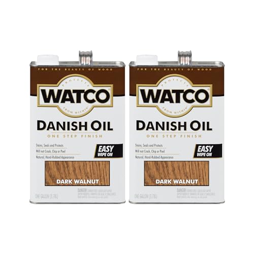 Watco 65831-2PK Danish Oil Wood Finish, Gallon, Dark Walnut, 2