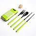 HXJ Vaisselle Pliante 3 en 1 coutellerie Pliante Baguettes de Fourche for Camps de Camping randonnée en Plein air Vaisselle de Cuisine (Color : Green)