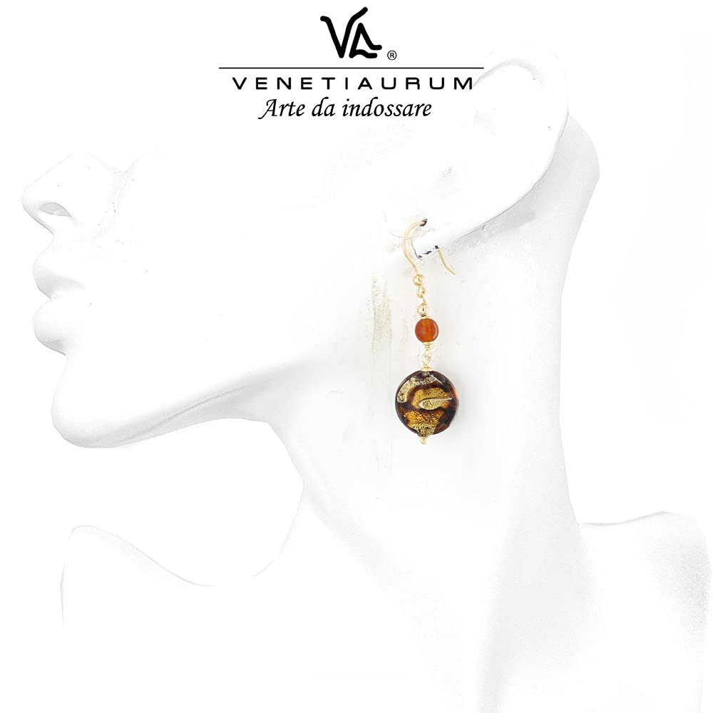 Venetiaurum - Boucles d'Oreilles Longues pour Femme avec Pierres en Verre de Murano Original et Argent 925 - Bijou Certifié Made in Italy
