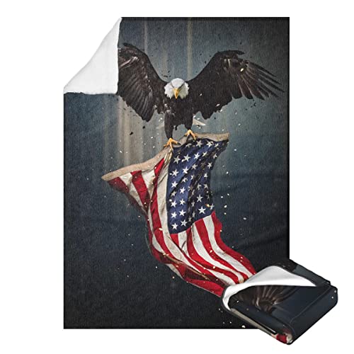 American Eagle And Flag Blanket Cozy Soft Throw Blanket For Couch Sofa Bedding Living Room, Warm Plush Flannel Blankets For Boys Girls Men Women 50"X40" #TOP5