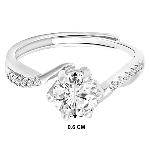 Plated Cubic Zirconia Studded Solitaire Adjustable Finger Ring, Stylish Jewellery