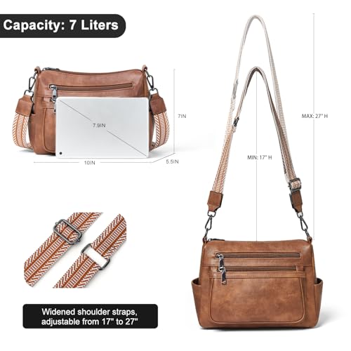 Bluome 7L Crossbody Purses for Women, Medium Crossbody Bags Vegan Leather Shoulder Handbags with Adjustable Strap3
