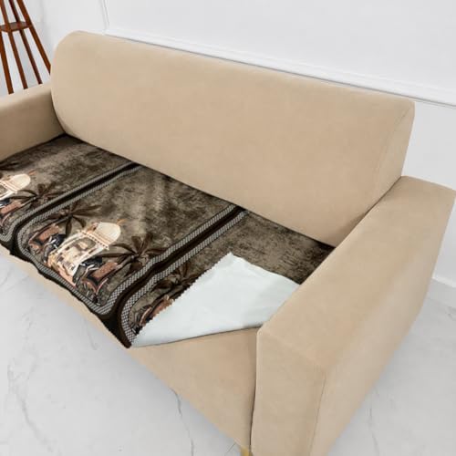 Image of Homerz Premium 'Luxe Series' Sofa Cover | Holland Velvet Fabric | Smooth Finish | Anti-Slip Fleece Backing Couch Protector (Maharaja, 6 (3+2+1) Seater, Only Seat Cover)