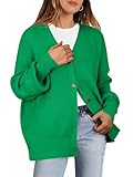 ANRABESS Women's Cardigan 2024 Trendy Open Front Oversized Button Lightweight Sweaters Loose Knit Cardigans Fall Outfits Green Large