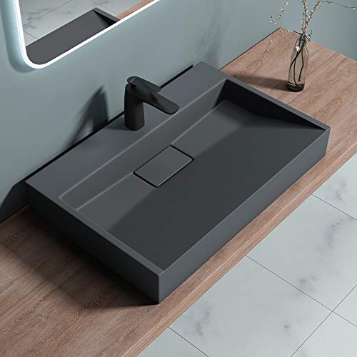 doporro-Lavabo-sobre-encimera-Antracita-Mate-de-diseno-Colossum19-de-70-cm-de-Ancho-Incluye-valvula-de-desague