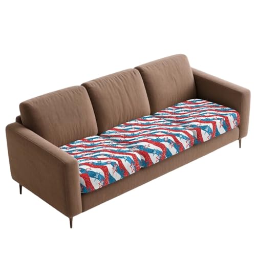 Tansealive Glitter Stars Stripes Print Couch Cushion Covers Elastic Bottom