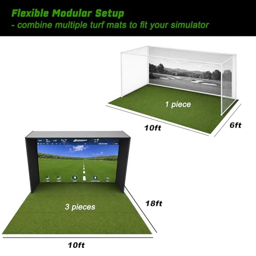 DCQ Golf Simulator Turf Flooring, Golf Mat for Indoor Home Setup, Golf Simulator Accessories, 10 x 6ft by DCQ - Image 2