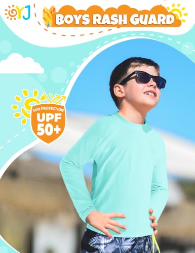 Image of Boys Rash Guard Swim Shirt Long Sleeve Rashguard UPF+ 50 SPF Sun Water Surfing Shirts for Toddler Kids Youth Teen 2T-16Y