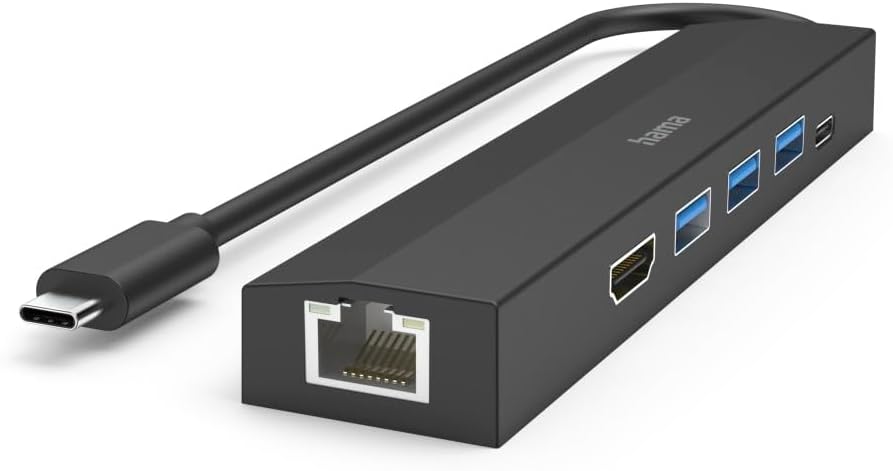 Hama - Hub USB Type C, 3 porte USB A 3.2 gen 1, 1 x USB Type C Power Delivery 100 W, HDMI Ultra HD 4K, LAN Gigabit Ethernet - Immagine 2