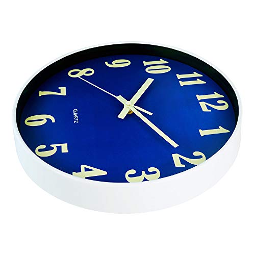 Jofomp Modern Night Light Wall Clock, 12" Silent Non-Ticking Quartz Wall Clocks, Large Luminous Function Numbers And Hands, Battery Operated Wall Clock For Office, Kitchen, Living Room（Blue） #TOP5