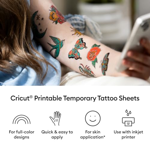 Image of Cricut Temporary Tattoo Paper for Inkjet Printers (8 Sheets, 8.5x11)