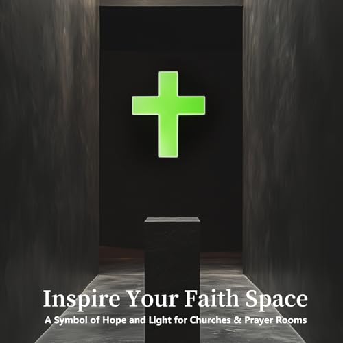 Image of Anrookie 3D LED Neon Cross Sign, USB-Powered Custom Neon Light with 5-Level Dimmer, 5 Color Options, Decorative Wall Art for Home, Bedroom, Church, Party, and Gifts (9x8 in) (Emerald Green)