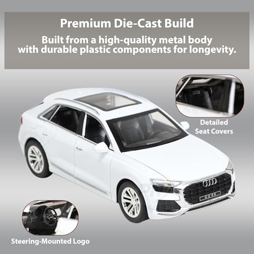 Image of Alloy Metal Pull Back Die-cast Car 1;24 Various Models with Sound & Music, Toy Cars for Kids Durable and Fun Gift for Boys and Girls (Audi CZ09- White)