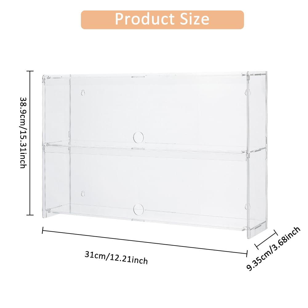 SUPERFINDINGS Vitrine en acrylique à 2 niveaux - Transparent - Anti-poussière - Pour figurines - Boîte de rangement pour collections - 40,4 cm