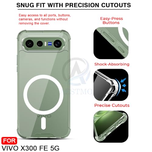 Image of AESTMO Clear Back Cover for Vivo X300 FE 5G | 360 Protection | Transparent Back Cover for Vivo X300 FE 5G (PC + TPU, Compatible with MagSafe Accessories, Transparent Bumper)