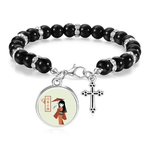 Pulsera tradicional japonesa para niña con cuentas artesanales pulidas