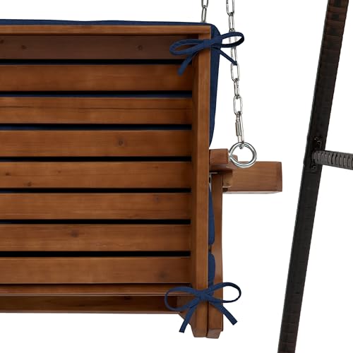 Image of Arden Indoor /Outdoor Swing Cushion Set, 56 x 20, Water Repellent, Fade Resistant, Cushion Set for Swing or Bench Sapphire Blue Leala