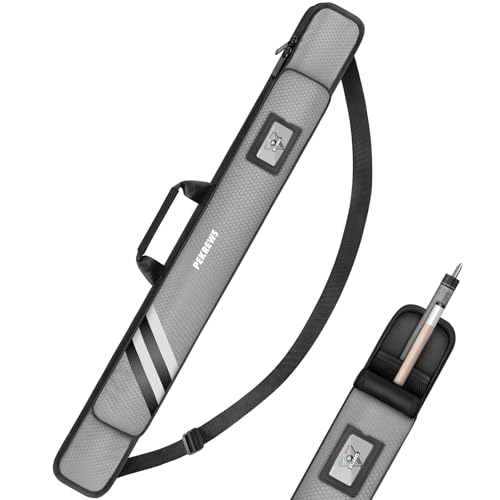 PEKREWS Pool Cue Case, Soft Pool Stick Case 1x1 Holds 1 Butt and 1 Shaft with Queue Zipper Pocket, Sturdy Polyester Billiard Cue Bag with Shoulder Strap Handle, Billiard Stick Bag for Men and Women