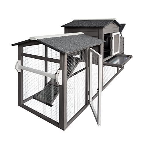 Ketive 71" Chicken Coop Large Wooden Chicken Tractor - with Wheels Waterproof Outdoor Hen House Poultry Cage Back Yard Chicken Coops with Run, Laying Boxes and Secure Enclosure