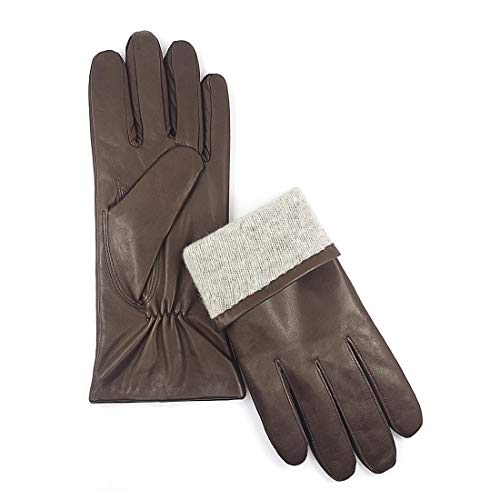 Harssidanzar Genuine Lambskin Leather Gloves For Women,Ladies Winter Warm Driving Leather Cashmere Lined gloves GL006, Saddle,Size XL - Thumbnail 4