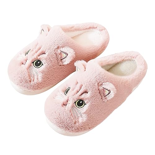 MUYOGRT Katze Hausschuhe für Damen Plüsch, Damen Herren Lustige Plüsch Hausschuhe, Winter Warme Flauschige Plüsch Hausschuhe Tiere Hausschuhe für Cat Slippers