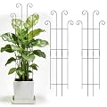 3 Set Tall Trellis for Potted Plants Indoor, 32'' Expandable Garden Metal Trellis for Climbing Plants Outdoor, Monstera Plant Support for Hoya, Vine, Ivy Pothos (Black)