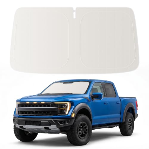 Cooling Car Windshield Sun Shade for Ford F150 2015-2026, Green and Beige